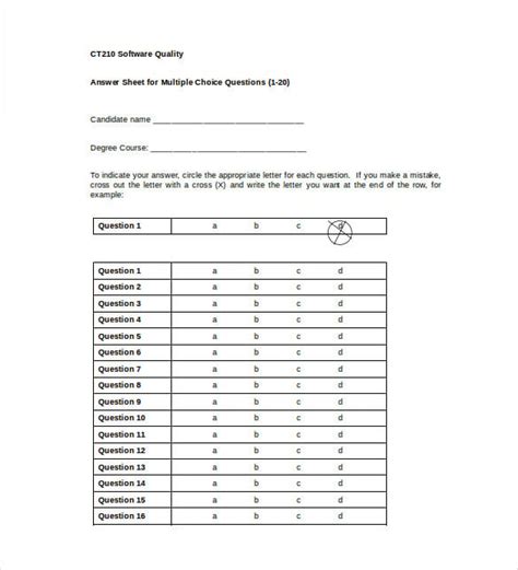20+ Answer Sheet Templates PDF, DOC