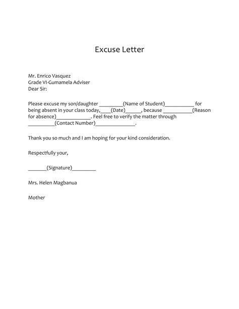 20+ SAMPLE Excuse Letters in PDF MS Word