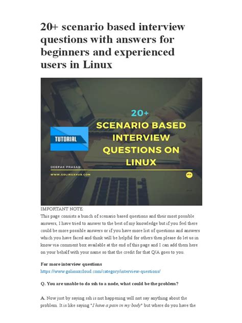 20+ scenario based interview questions with answers for beginners and experienced users in Linux