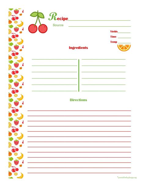 20 Best Free Microsoft Word Recipe Card