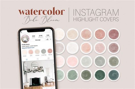 20 Boho Watercolor Instagram Highlight Covers - Etsy