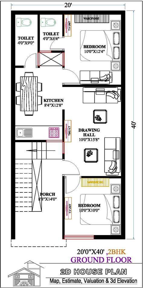 20 By 40 house plan with car paring, 20*40 house plan,20*40