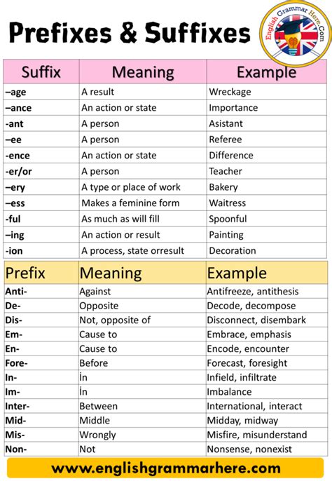 20 Examples of Prefix and Suffix, Definition and Example Sentences