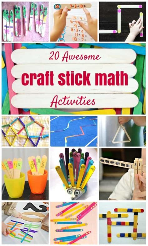 20 Fun Math Activities Using Craft Sticks Fun math activities, Math