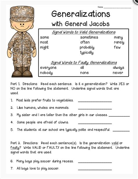 20 Making Generalizations Worksheets 5th Grade