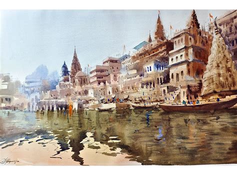 20 Temples ideas varanasi, watercolor landscape paintings, …