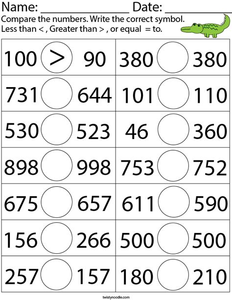 20 Comparing Three Digit Numbers Worksheet Comparing Number 3rd Grade Worksheet - Comparing Number 3rd Grade Worksheet
