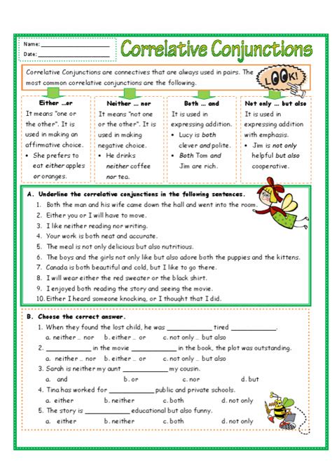 20 Correlative Conjunctions Worksheets Pdf Worksheet From Home Correlative Conjunctions Worksheet With Answers - Correlative Conjunctions Worksheet With Answers