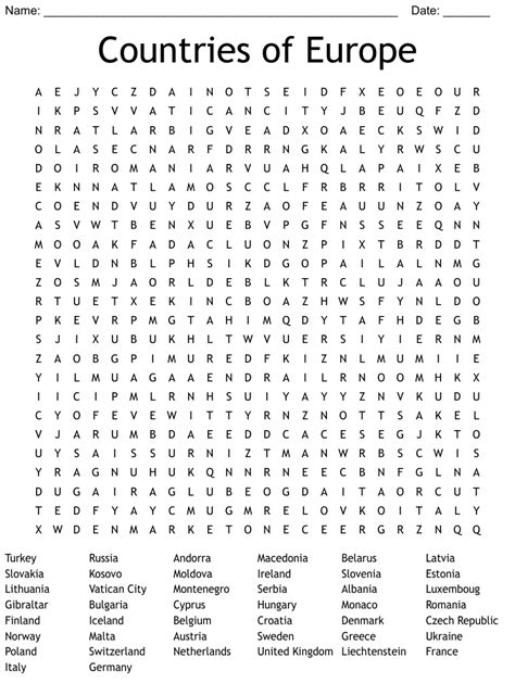 20 Countries Of Europe Word Search Free Printable Countries Of Europe Word Search Answers - Countries Of Europe Word Search Answers