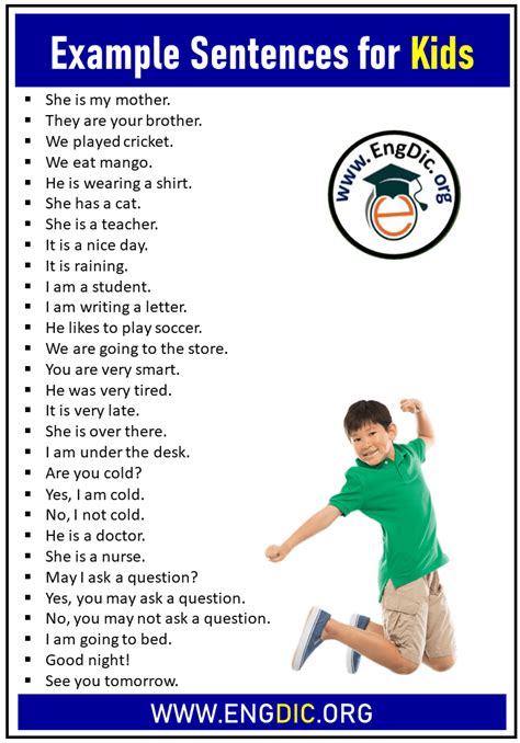 20 Example Sentences For Kids Child Toddler Engdic List Of Simple Sentences For Kids - List Of Simple Sentences For Kids