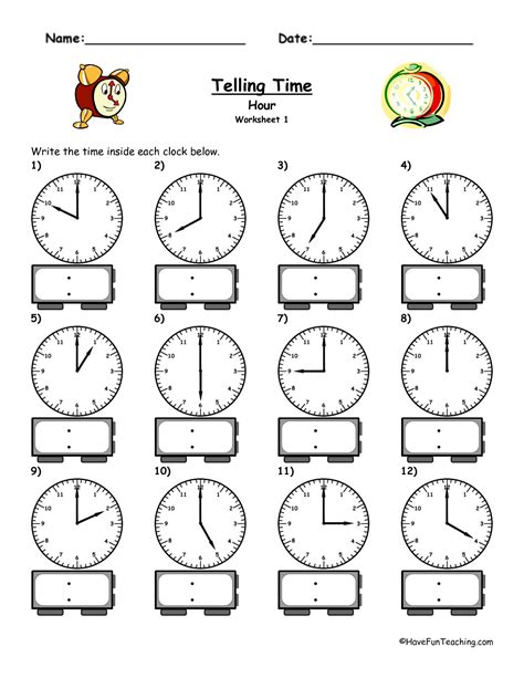 20 Free Time To The Hour And Half Time To The Minute Worksheet - Time To The Minute Worksheet