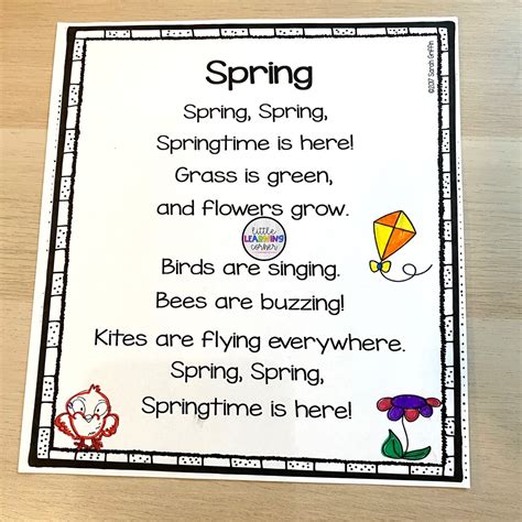 20 Fun Spring Poems For Kids Little Learning Poems Kindergarten - Poems Kindergarten