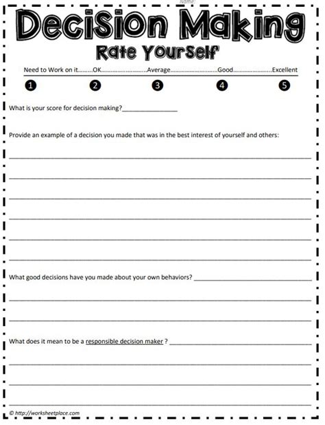 20 Impactful Decision Making Activities For Middle School Responsibility Worksheet For Middle School - Responsibility Worksheet For Middle School