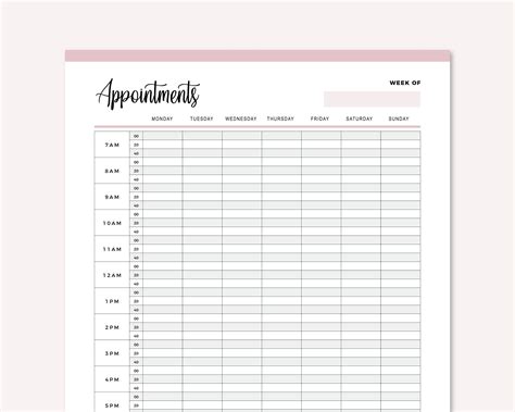 20 minute appointment template