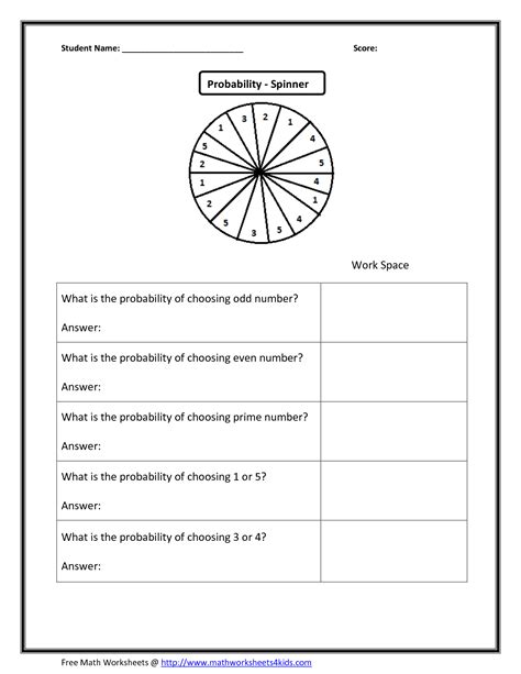 20 Probability Worksheet 6th Grade Probability Using A Spinner Worksheet Answers - Probability Using A Spinner Worksheet Answers