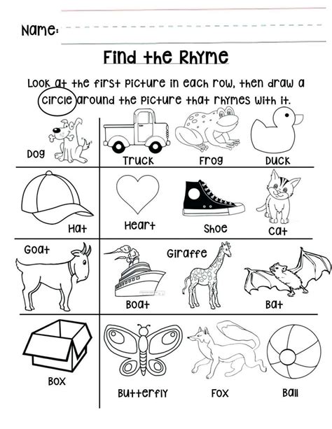 20 Rhyming Worksheets For Kindergarten Free Rhyming Worksheets For Kindergarten - Rhyming Worksheets For Kindergarten