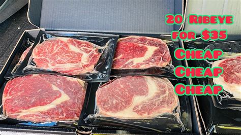 20 ribeyes for dollar35. This also happens at home shows. If they aren’t looking for repeat business, I say look out. It’s legit. The steaks are small though but it is a good value. If you go there expecting 20 - 16 oz ribeyes for $30 you will have a bad time. If you go expecting 20 small ribeye steak for $30 you will be find. 