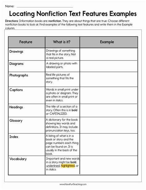 20 Text Features Worksheets 5th Grade Worksheet From Text Features Matching Worksheet - Text Features Matching Worksheet