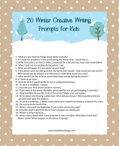 20 Winter Writing Prompts For Kids Life With Winter Writing Prompts Elementary - Winter Writing Prompts Elementary