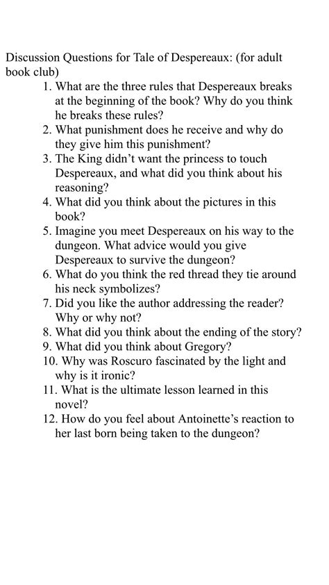 Download 20 Stumping Questions For Tale Of Despereaux 