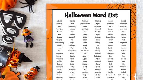 200 Halloween Words For Writing Vocab And More Halloween Vocabulary Worksheet - Halloween Vocabulary Worksheet