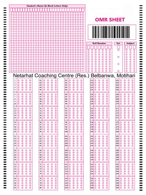 200 Question Omr Sheet Pdf Addmen