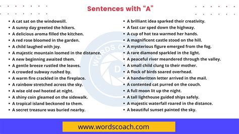 200 Sentences With A Word Coach Sentences With Letter A - Sentences With Letter A
