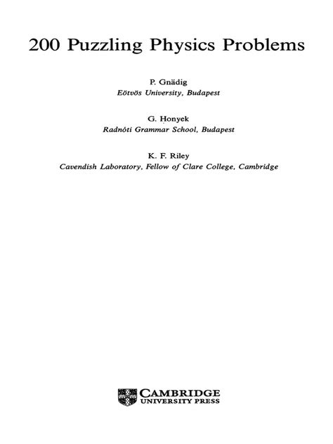 Full Download 200 Puzzling Physics Problems Published By Cambridge 