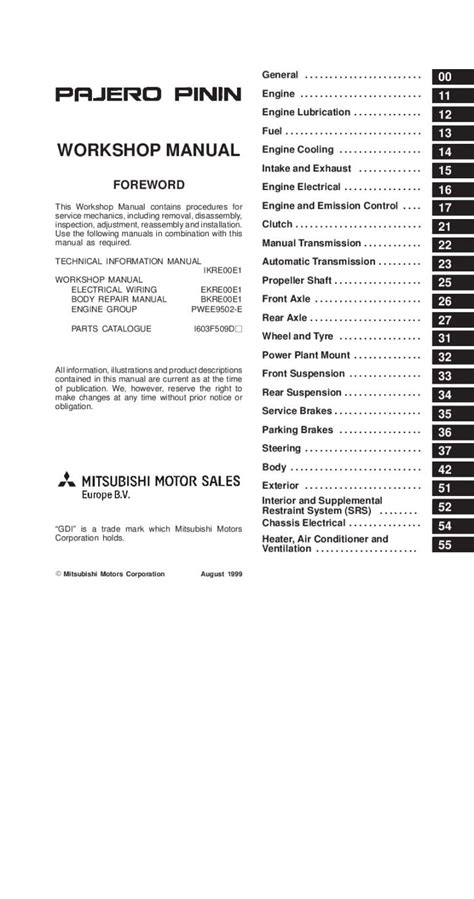 Read Online 2000 2003 Mitsubishi Pajero Pinin Workshop Service Repair Manual Electrical Wiring 5201 Pages Original Fsm 