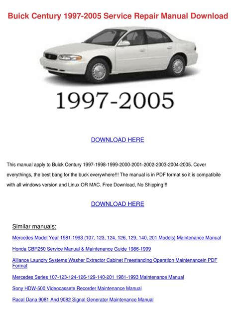 Read 2000 Buick Century Manual 