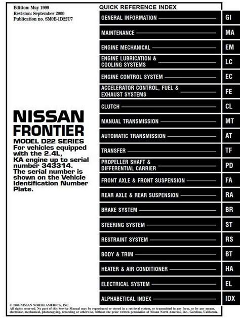 Read Online 2000 Nissan Frontier Maintenance Guide 