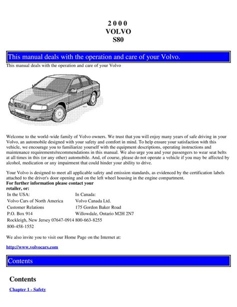 Read 2000 Volvo S80 User Guide 