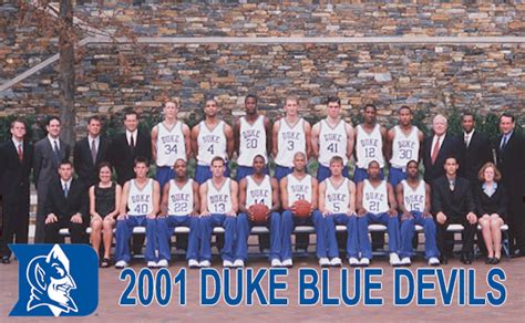 2001 duke basketball roster. Shane Battier, Jason Williams (1st Team) Nate James (3rd Team) Two players from the 2001 squad (Battier and Jason Williams) had their jerseys retired by Duke. Duke set records with the most three-pointers made (407) and attempted (1,057) in a single season by a college basketball team. 