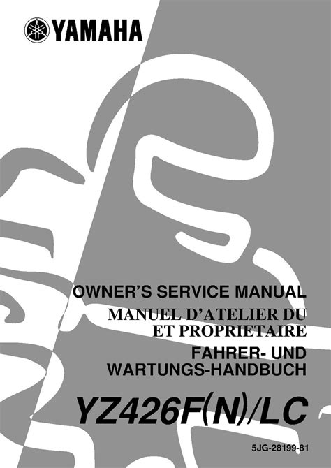 2001 yamaha yz426f n lc yzf 426 yz426 service repair manual. - Panasonic tc p65s1 plasma hdtv service handbuch.