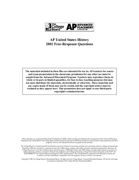 Download 2001 Ap United States History Free Response Questions 