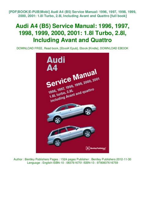 Read Online 2001 Audi A4 Service Manual Pdf 