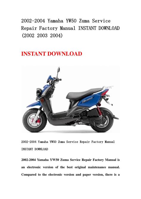 2002 2004 yamaha yw50 zuma service repair manual 02 03 04. - Suzuki dr 125 reparaturanleitung download kostenlos.