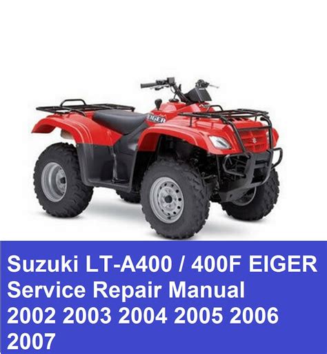 2002 2007 suzuki eiger lt a400 400f atv repair manual. - Water and wastewater engineering solution manual.