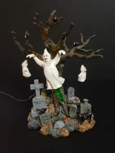 2002 Lighted Tree Graveyard Ghost Lemax Spooky Town Ghosts …