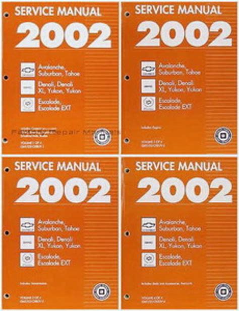 2002 service manual set of 4 avalanche suburban tahoe denali denali xl yukon escalade escalade ext. - 2002 audi a4 cv joint manual.