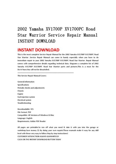 2002 yamaha xv1700p xv1700pc road star warrior service repair manual instant. - Ouwe garde, het andere slag en de buitenlanders.