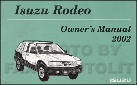 Download 2002 Isuzu Rodeo Owners Manual Original 