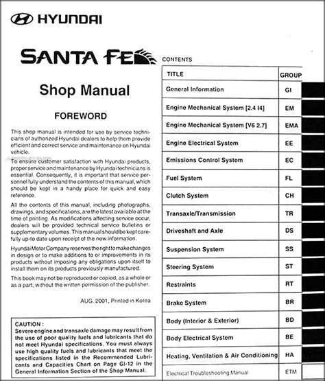 Full Download 2002 Santa Fe Repair Guide 