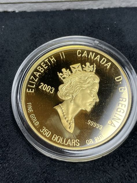 2003 CANADA $350 DOLLARS 99999 , 24K GOLD COIN, WHITE …