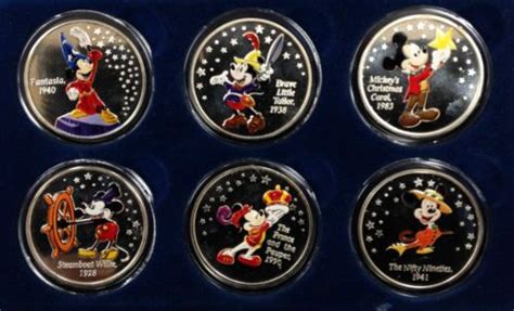 2003 SIX PC PROOF SILVER MEDALLION / COIN SET 75 YEARS WITH MICKEY MOUSE