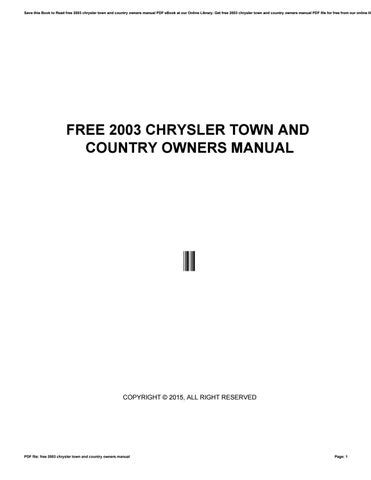 2003 chrysler town and country owners manual. - Assemblies of god credentialing exam study guide.