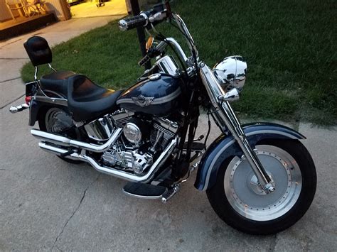 2003 harley-davidson fatboy blue book. Typical Listing Price. $11,550. In Good Condition with typical mileage. When trading in at a dealership. Standard engine specs: 2-Cylinders, 4-Stroke, 1690cc. 