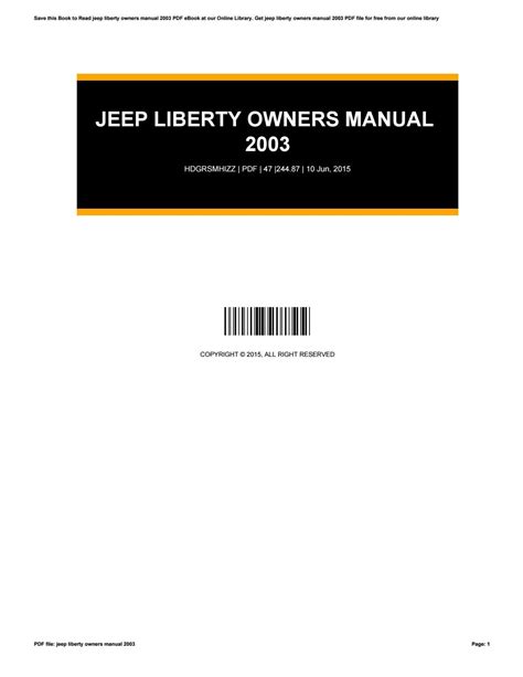 2003 jeep liberty renegade owners manual. - Antología cósmica de rubén failde braña.