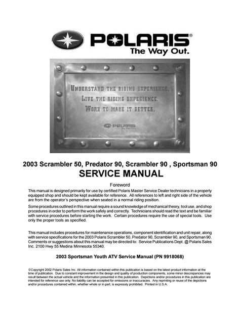 2003 polaris sportsman 90 owners manual. - Kymco agility 125 manuale di manutenzione.