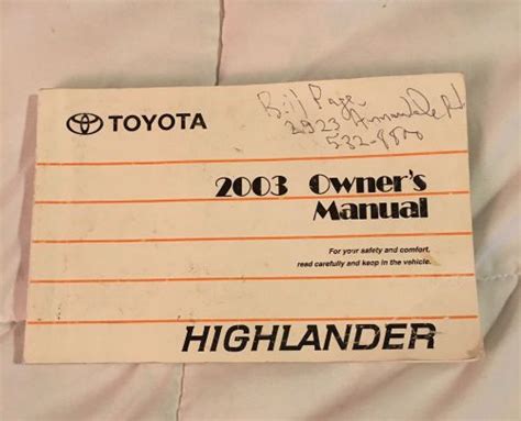2003 toyota highlander owner 39 s manual. - Manuale d'uso trattori agricoli e hv.